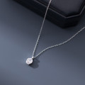 A44988 s925 silver sweet dainty geometric oval rhinestone necklace
