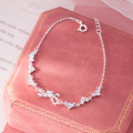 A45284 s925 silver trendy sweet rhinestone butterfly heart charm bracelet