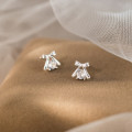 A45101 s925 sterling silver sweet rhinestone butterfly stud earrings
