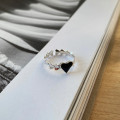 A32606 925 sterling silver black heart ring