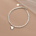 A34233 s925 sterling silver heart pearl charm bracelet
