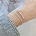 A43532 s925 silver trendy sweet unique cute double layered stars charm bracelet