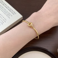 A38820 s925 sterling silver simple elegant geometric bangle bracelet