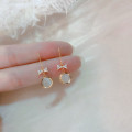 A42202 s925 silver artificial cateye butterfly short elegant earrings