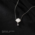 A31205 s925 sterling silver chic rhinestone shell fanshape fashion sweet necklace