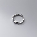 A35053 s925 sterling silver square smilingface stretchy rope ring