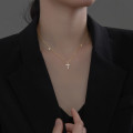 A36906 s925 sterling silver rhinestone cross necklace