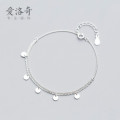 A44137 s925 silver trendy double layered circle charm cute plate sweet bracelet