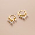 A43304 s925 silver artificial pearl ethnic sweet unique elegant earrings
