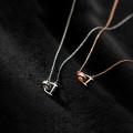 A43312 s925 sterling silver initial elegant simple rhinestone circle necklace