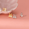 A42939 s925 sterling silver trendy sweet butterfly rhinestone rabbit earrings
