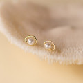 A36871 s925 sterling silver trendy hollowed pearl earrings