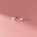 A36702 s925 sterling silver women rhinestone cute simple bar earrings