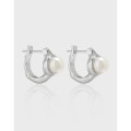 A39371 unique grade s925 sterling silver fresh water pearl stud earrings