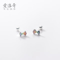 A33154 s925 sterling silver sweet colorful bow earrings