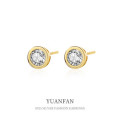 A39719 sterling silver simple circle cubic zirconia stud fashion cute elegant earrings