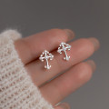 A37326 s925 sterling silver rhinestone stud design elegant earrings