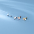 A33794 s925 sterling silver trendy simple rhinestone snowflake chic sweet earrings