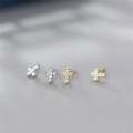 A44895 s925 silver rhinestone cross stud cute fashion earrings