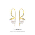 A38598 sterling silver cubic zirconia stud elegant dangle earrings