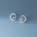 A44858 s925 sterling silver stud christmas moon deer sweet rhinestone crescent earrings