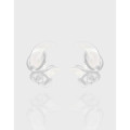 A43963 white moon stud sterling silver s925 earrings