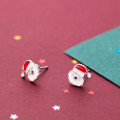 A44846 s925 sterling silver stud christmas glazed elegant cute earrings