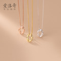 A34035 s925 sterling silver hollowed oval necklace