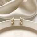 A39783 s925 silver artificial pearl stud geometric short sweet earrings