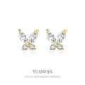 A39709 sterling silver simple cubic zirconia butterfly stud elegant fashion earrings