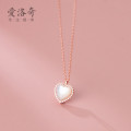 A33051 s925 sterling silver simple fashion white heart rhinestone necklace