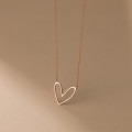 A35364 s925 sterling silver hollowed bar heart necklace
