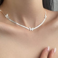 A43742 s925 sterling silver trendy sweet unique simple butterfly necklace