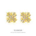 A39349 sterling silver cubic zirconia flower stud design earrings