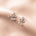 A35967 s925 sterling silver chic simple sweet bow pearl earrings