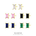 A43023 s925 sterling silver square stud simple elegant geometric earrings