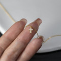A44529 s925 silver dainty rhinestone cross necklace