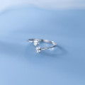 A36330 s925 sterling silver double rhinestone adjustable adjustable unique ring