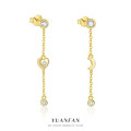 A44605 s925 sterling silver heart moon rhinestone stud fashion long fringe earrings