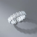 A45945 s925 sterling silver trendy sweet rhombic hollowed lace ring