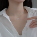 A35250 s925 sterling silver fashion simple circle rhinestone circle necklace