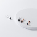 A33918 s925 sterling silver chic simple circle black earrings