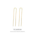 A38620 sterling silver fringe string unique chain bar earrings
