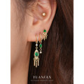 A43885 s925 sterling silver triangle cubic zirconia stud vintage simple earrings