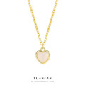 A43056 s925 sterling silver simple grade pink agate heartshape necklace