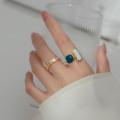 A36571 s925 simple fashion geometric asymmetric hollowed design ring