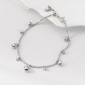 A46230 s925 silver sweet extra rhinestone heart fringe charm bracelet