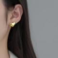 A38221 s925 sterling silver fashion double heart trendy earrings