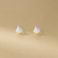 A44374 s925 sterling silver dainty simple trendy sweet elegant shell stud earrings