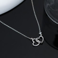 A41102 s925 sterling silver hollowed double heart elegant necklace
